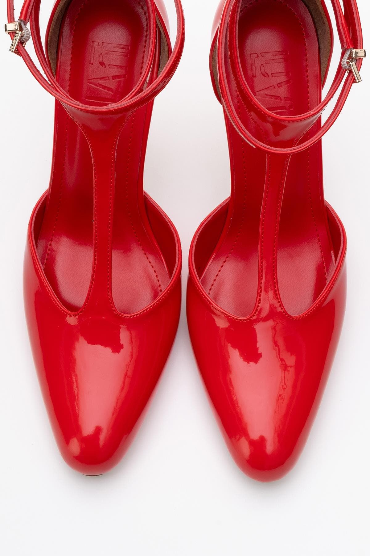 Jon T Strap Pump, Alternate, color, Red Patent