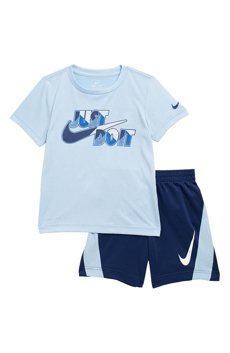 Nike Drop Dri-FIT Tee & Shorts Set, Main, color, Blue Void
