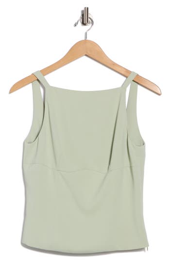 Elodie Square Neck Twill Top In Green