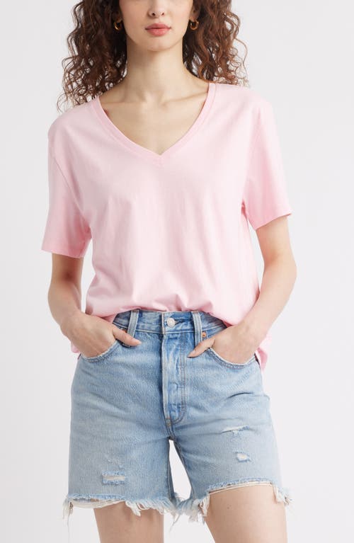 Treasure & Bond Core Cotton V-neck T-shirt In Pink Coral