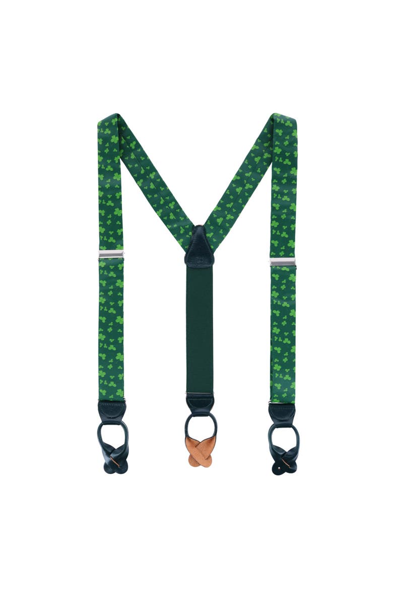 Green Shamrock Silk Button End Brace, Alternate, color, Green