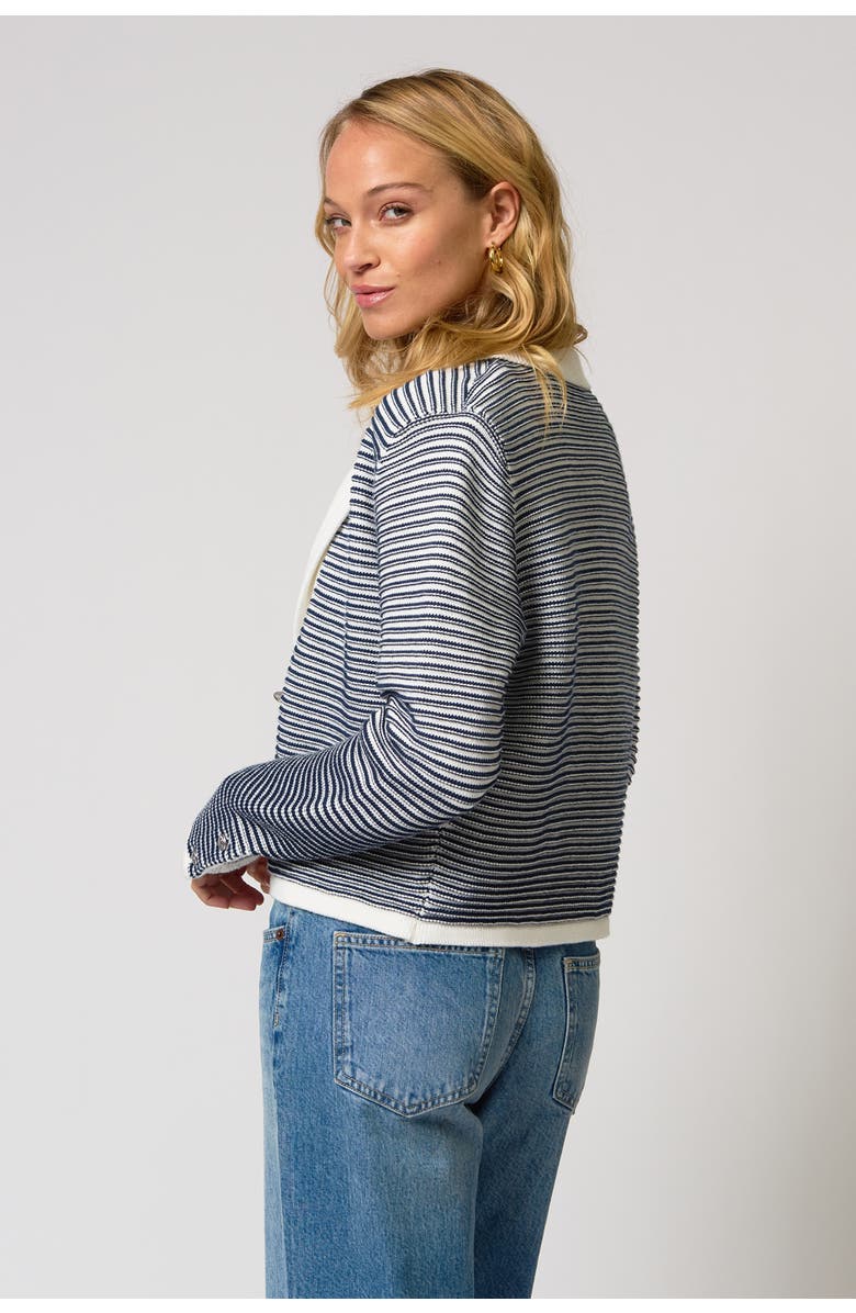 Central Park West Coen Garter Stripe Jacket, Alternate, color, Navy Stripe
