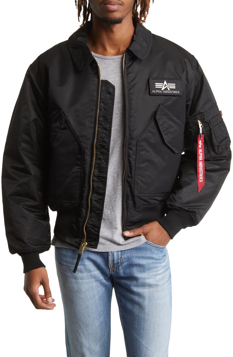 Alpha Industries CWU 45/P Bomber Jacket, Main, color, Black