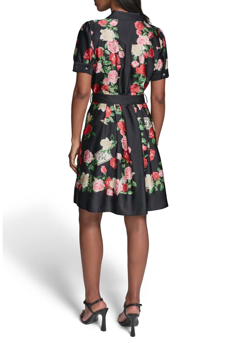 Floral Print Shirtdress, Alternate, color, BLACK MULTI
