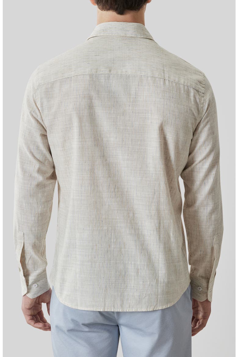 Junpeli Cotton & Linen Blend Button-Up Shirt, Alternate, color, STRING