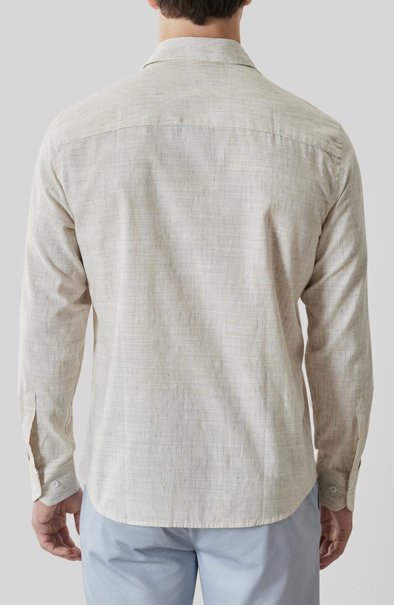Robert Barakett Junpeli Cotton & Linen Blend Button-Up Shirt, Alternate, color, String