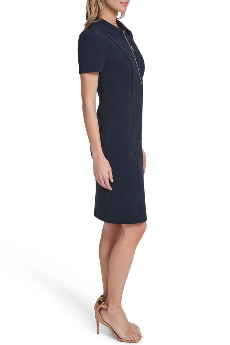 Zip Scuba Crepe Sheath Dress, Alternate, color, SKY CAPTAIN