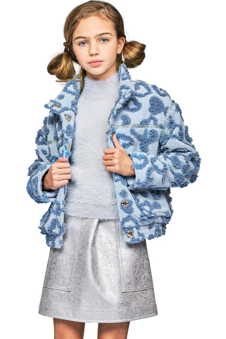 Kids' Textured Fleece Jacket, Alternate, color, BLUE
