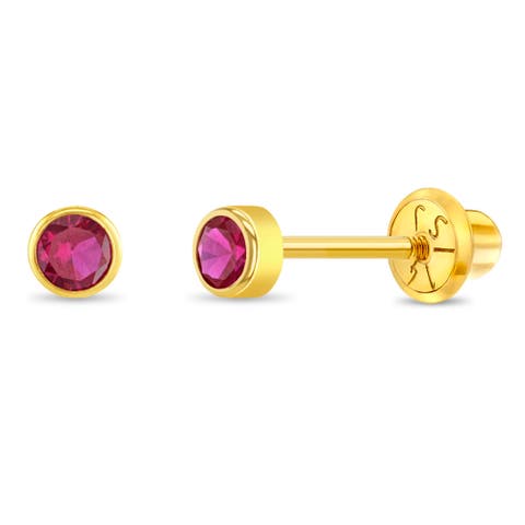 14k Tiny Cubic Zirconia Birthstone Earrings
