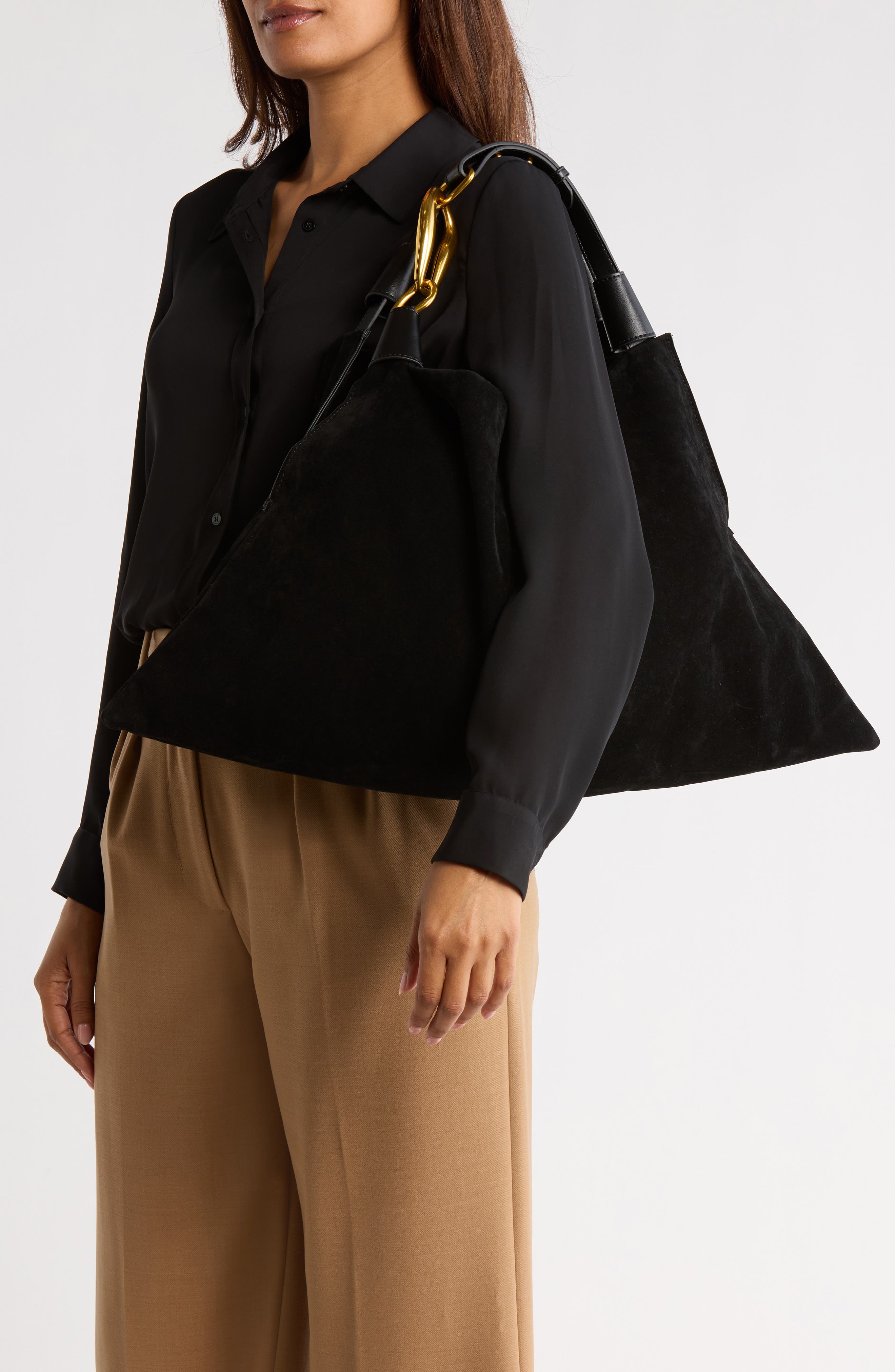 BCBG Hardware Ring Hobo Bag, Alternate, color, Black