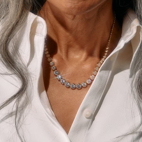 Alex And Ani Crystal Tennis Necklace In Silver