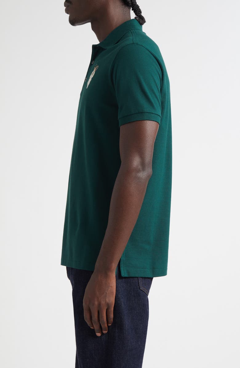 Ralph Lauren Purple Label Embroidered Polo Bear Cotton & Cashmere Piqué Polo, Alternate, color, Moss Agate