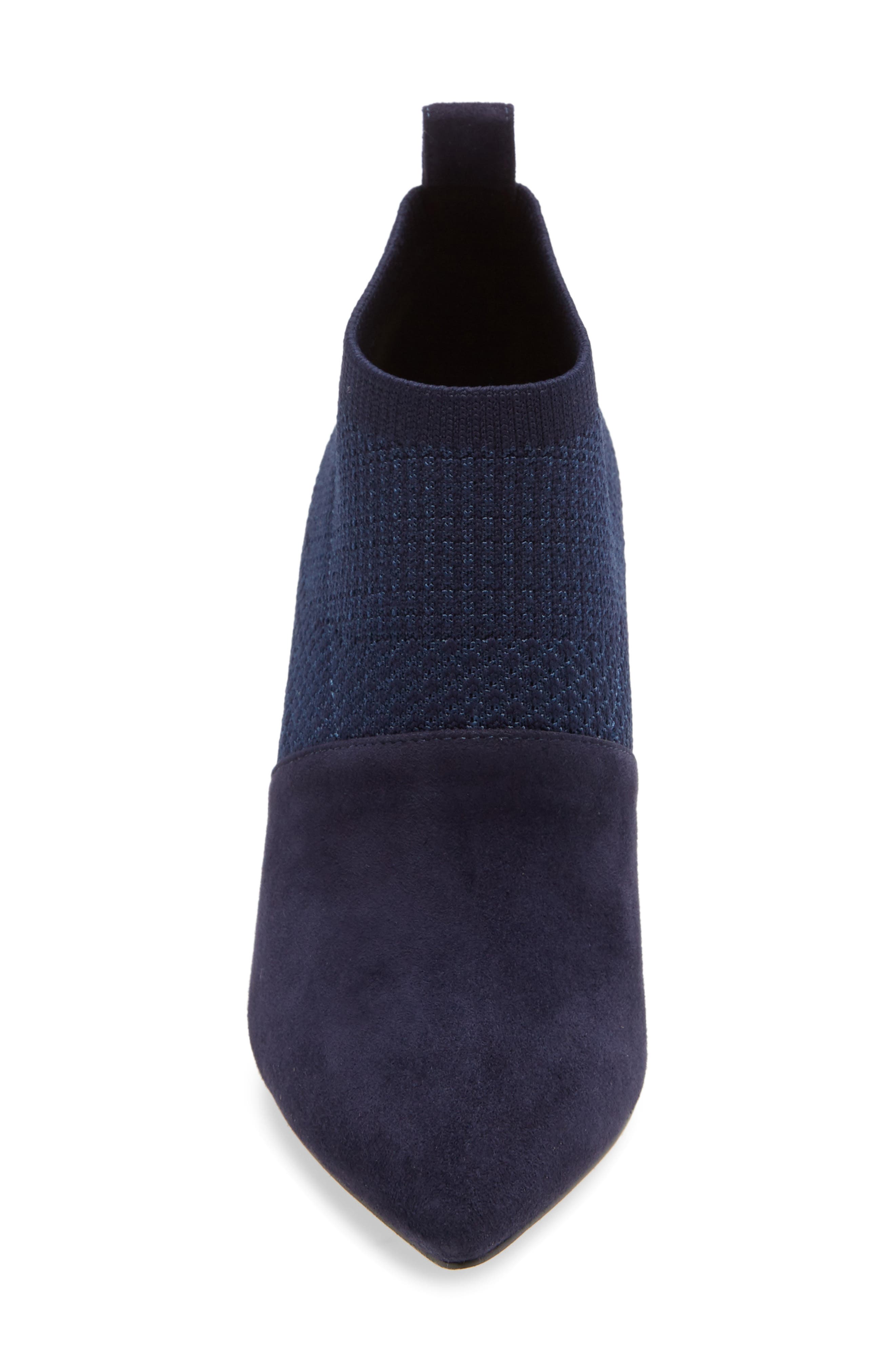 Vannie Pointed Toe Bootie, Alternate, color, MARINE BLUE KNIT/ SUEDE