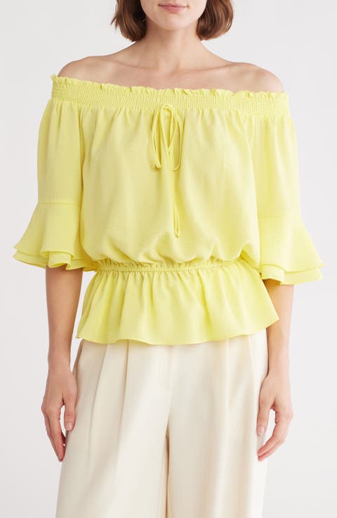 Ruffle Sleeve Peplum Top