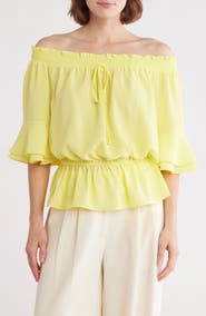 PATRIZIA LUCA Ruffle Sleeve Peplum Top