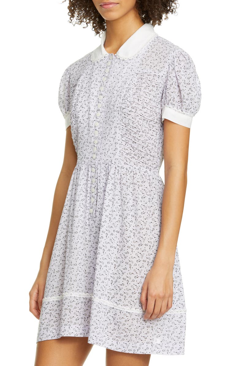 Anna Sui Dandelion Print Button Front Babydoll Dress, Alternate, color, 