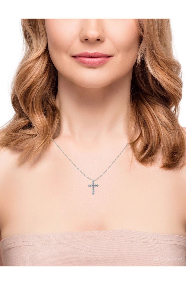 Bliss Diamond 3 Ct Diamond Cross Pendant 14k Gold Necklace Lab Grown, Alternate, color, 14K White Gold