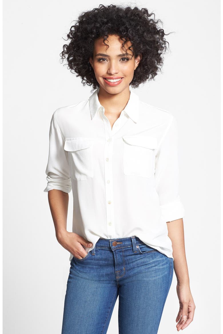 Silk Utility Blouse, Main, color, NEW IVORY