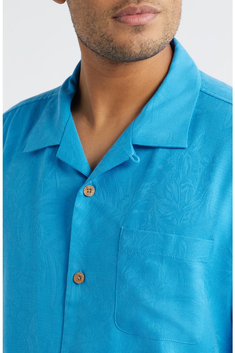 Tropic Isle Short Sleeve Button-Up Silk Camp Shirt, Alternate, color, BLUE CANAL