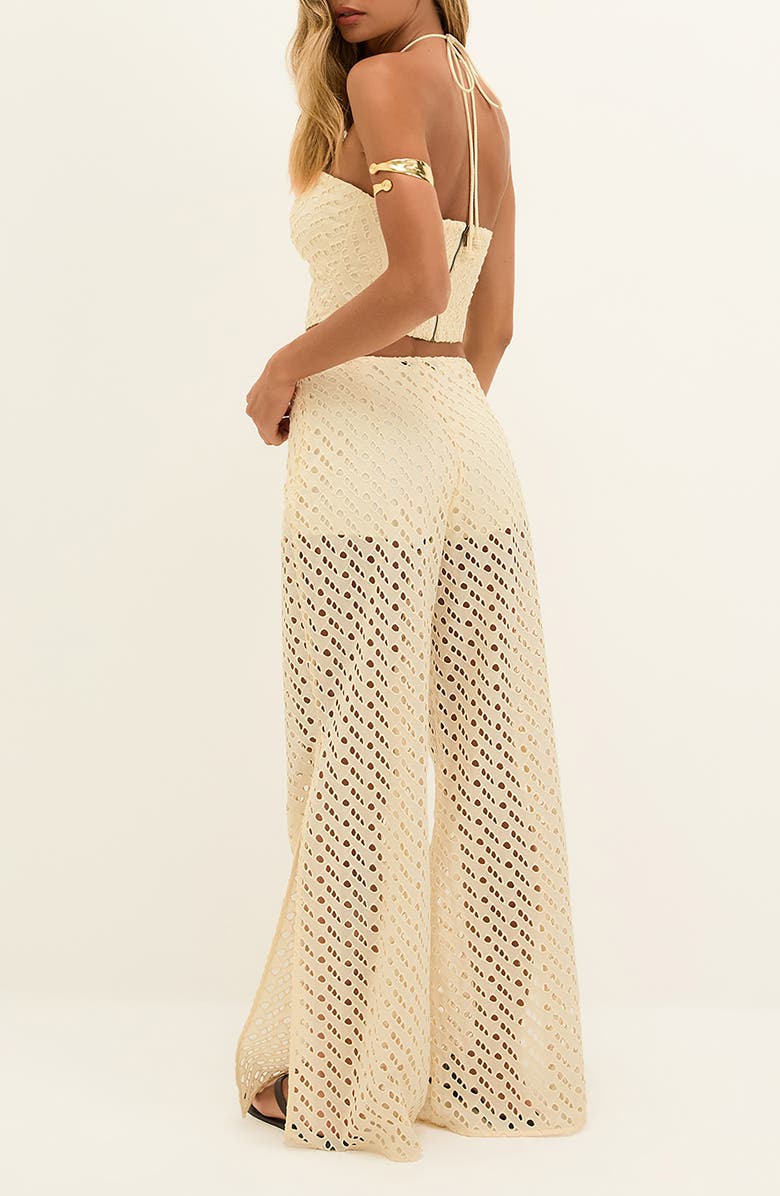 ViX Paula Hermanny Venice Cotton Broderie Anglaise Cover-Up Pants, Alternate, color, Beige Multi