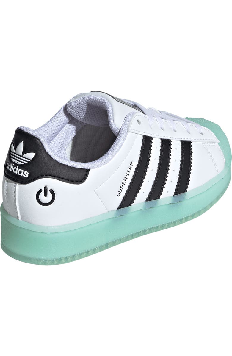 adidas Kids' Superstar LED Lights Sneaker, Alternate, color, White/ Semi Flash Aqua/ Black