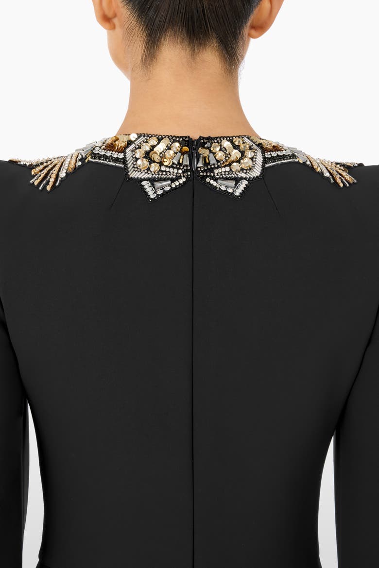 Ice Cascade Embellished Dress, Alternate, color, Liquorice