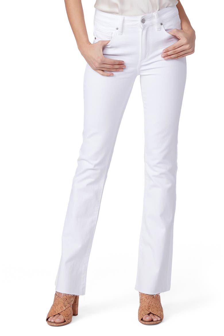 Laurel Canyon High Waist Raw Hem Bootcut Jeans, Main, color, CRSP WHT