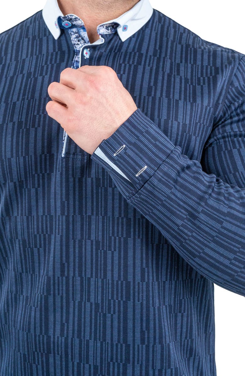 Maceoo Newton Scribbles Long Sleeve Cotton Polo, Alternate, color, 