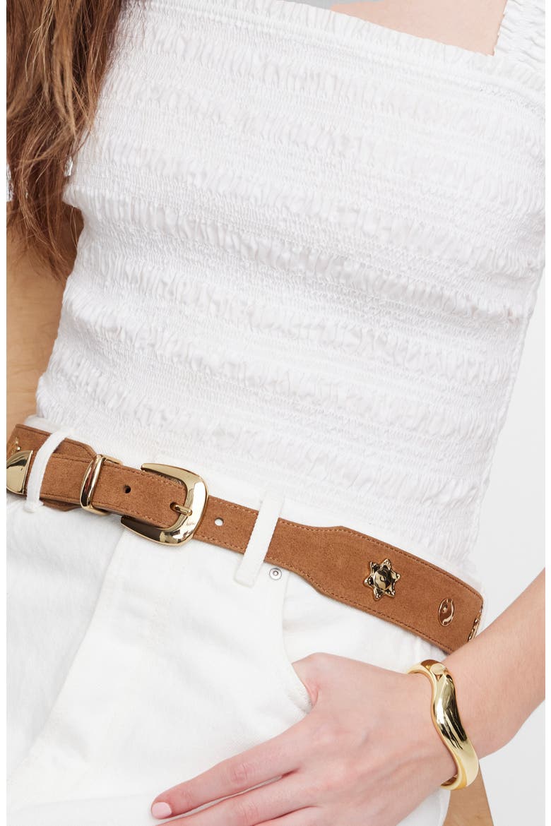 Sun Medallion Wide Belt, Alternate, color, AGED COGNAC