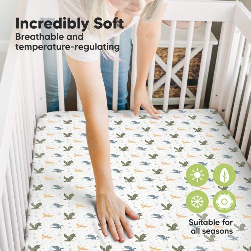 Keababies Isla Fitted Mini Crib Sheets In Dragon Tale