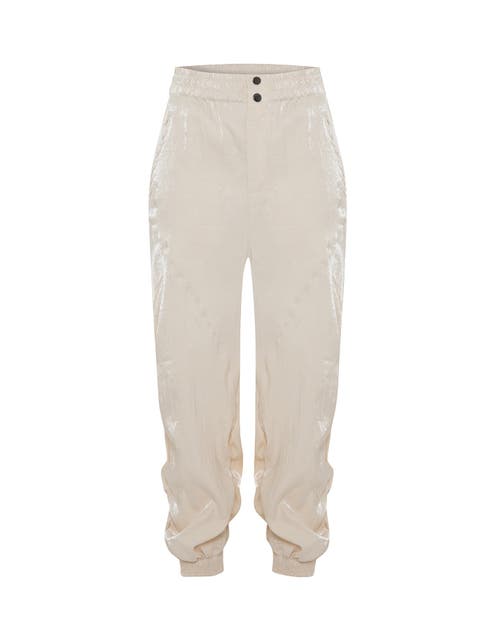 Theo The Label Women's Neutrals Athena Ruched Trackpant - Stone In Stone