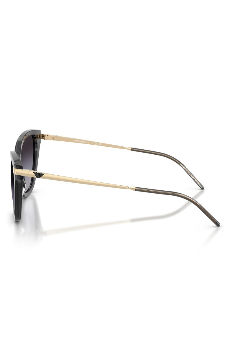 Emporio Armani 54mm Gradient Cat Eye Sunglasses, Alternate, color, Opal Black / Grey Gradient