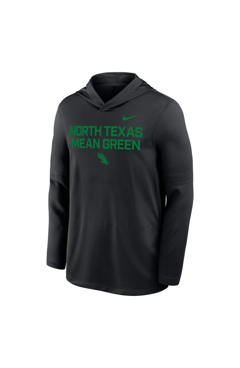 Nike Men's Nike Black North Texas Mean Green Sideline Dri-FIT Lightweight Hooded Top, Alternate, color,