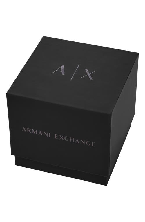 Armani Exchange Ax  Three Hand Quartz Leather Strap Watch, 42mm In Silver