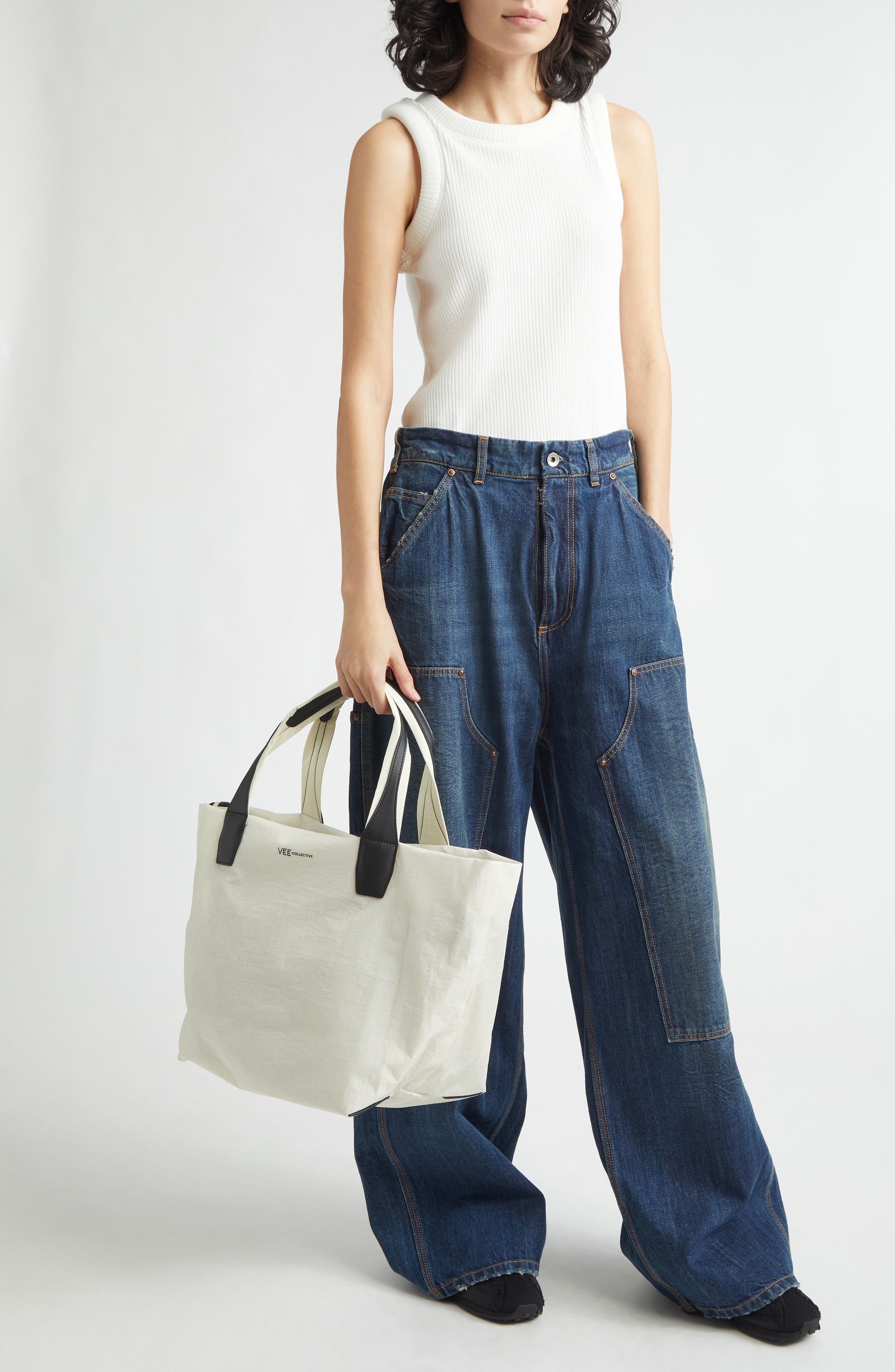 VeeCollective Medium Porter Essence Tote, Alternate, color, Off-White Paper White