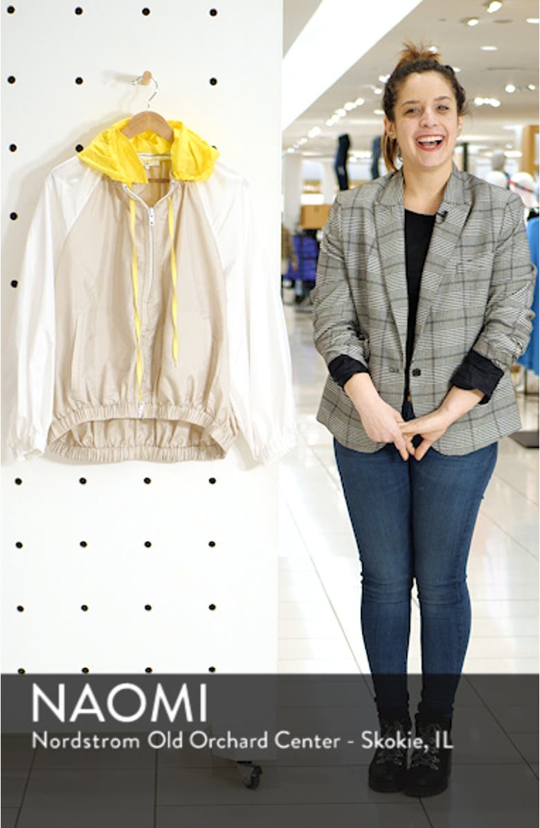 Contrast Sleeve Jacket with Detachable Hood, sales video thumbnail