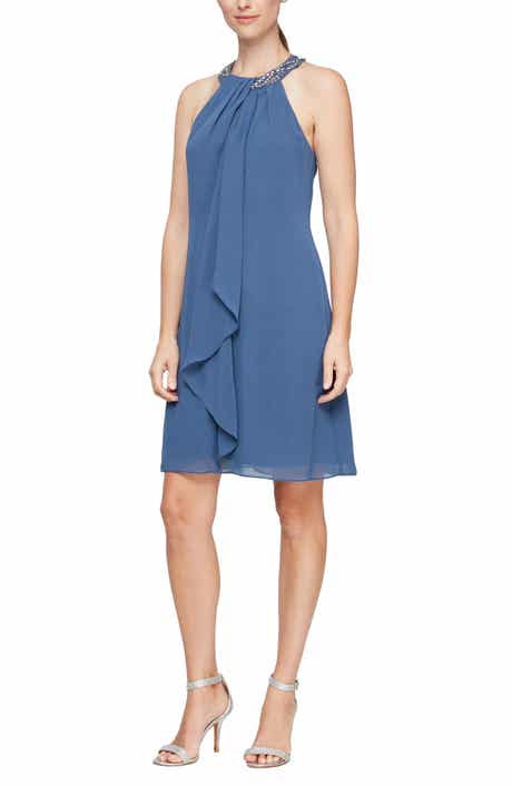 Bead Braided Halter Chiffon Dress