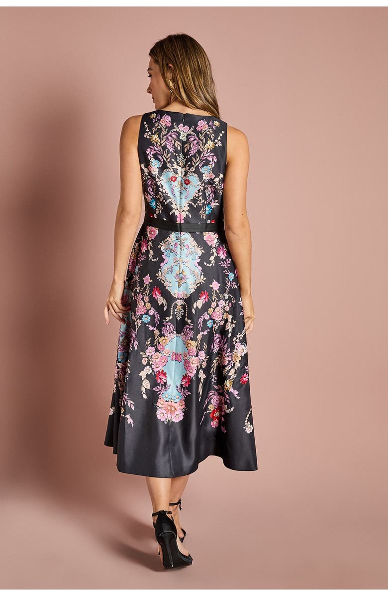 Coast Placement Print V Neck Midi Dress, Alternate, color, Black