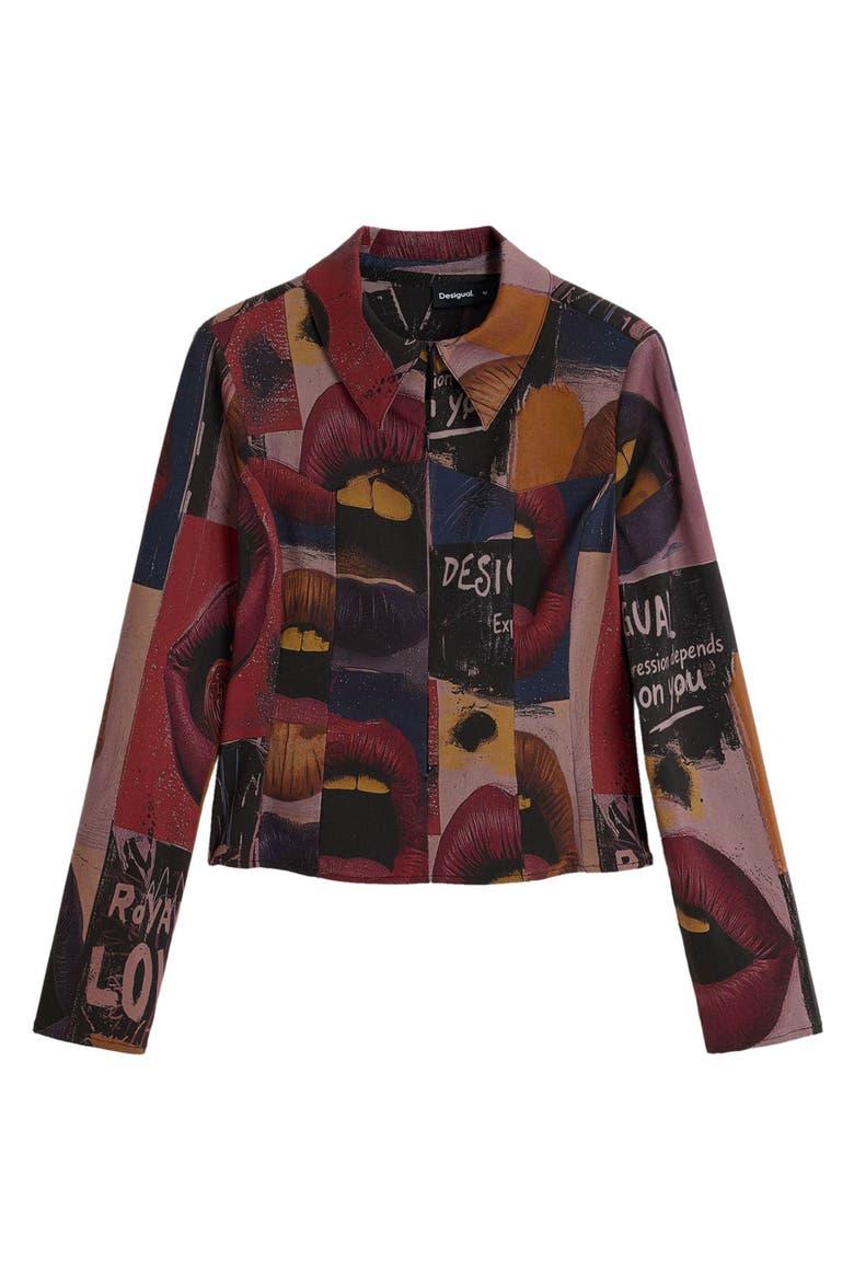 Mixed Print Long Sleeve Shirt, Alternate, color, GRAY BROWN