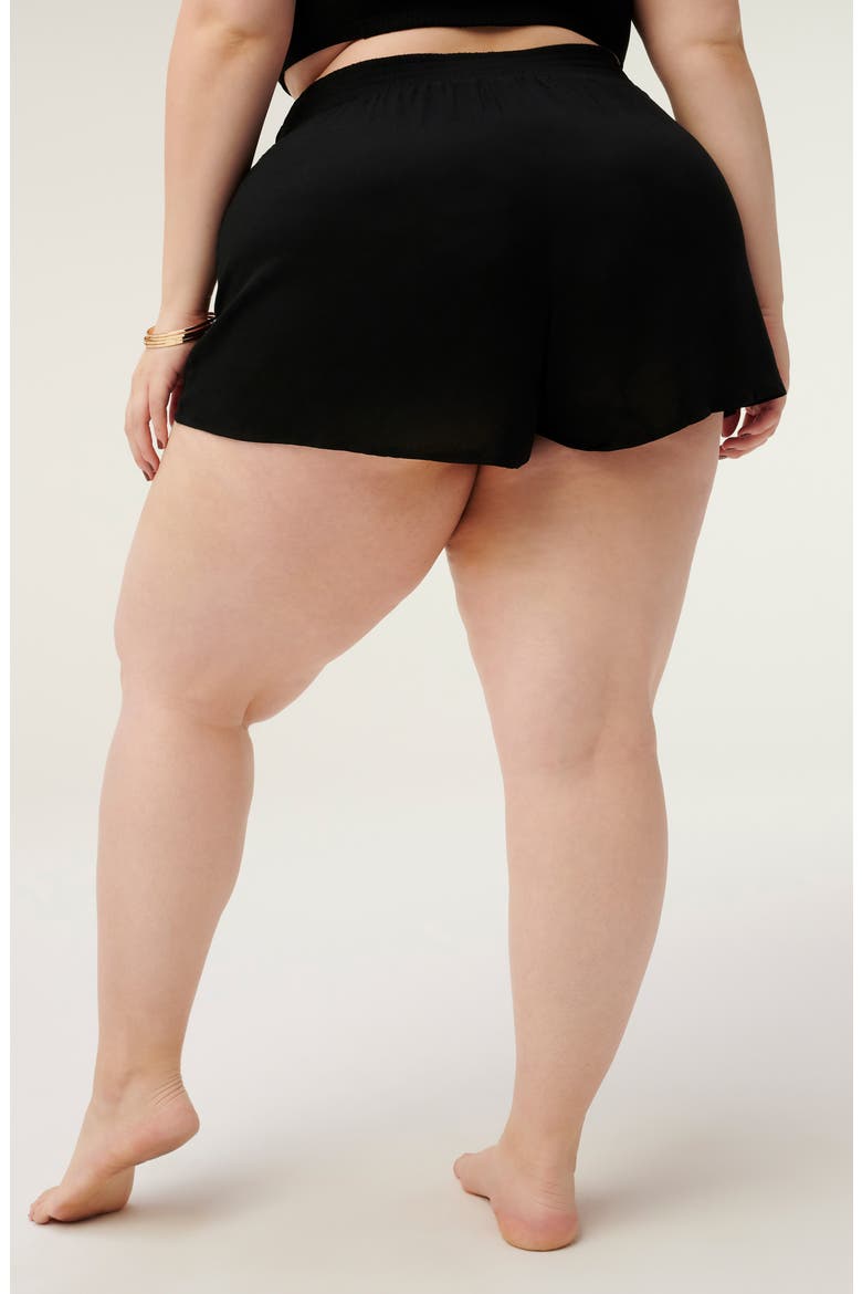 Drapey Woven Cover-Up Shorts, Alternate, color, BLACK001