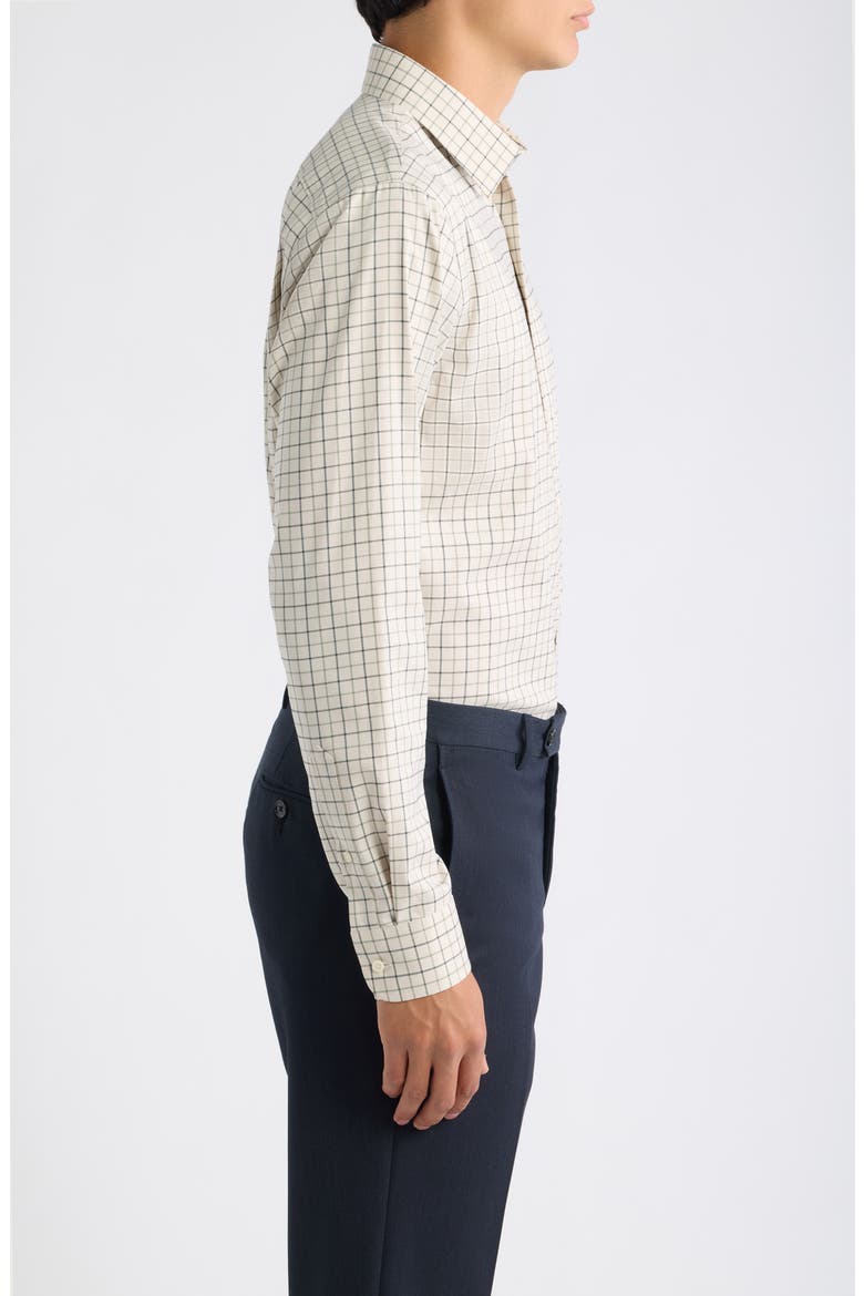 Ciannelli Trim Fit Performance Check Dress Shirt, Alternate, color, BEIGE CIANNELLI CHECK