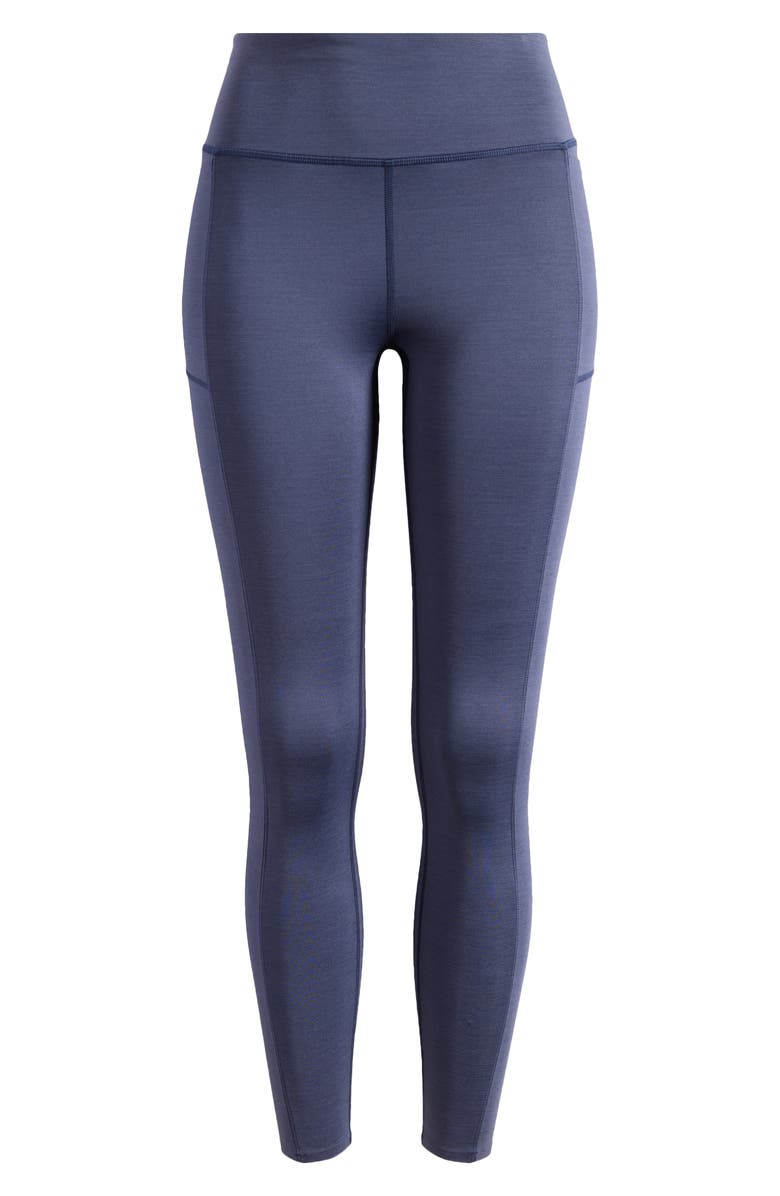 TravisMathew Moveknit Bonded Pocket Leggings, Alternate, color, Heather Navy Blazer