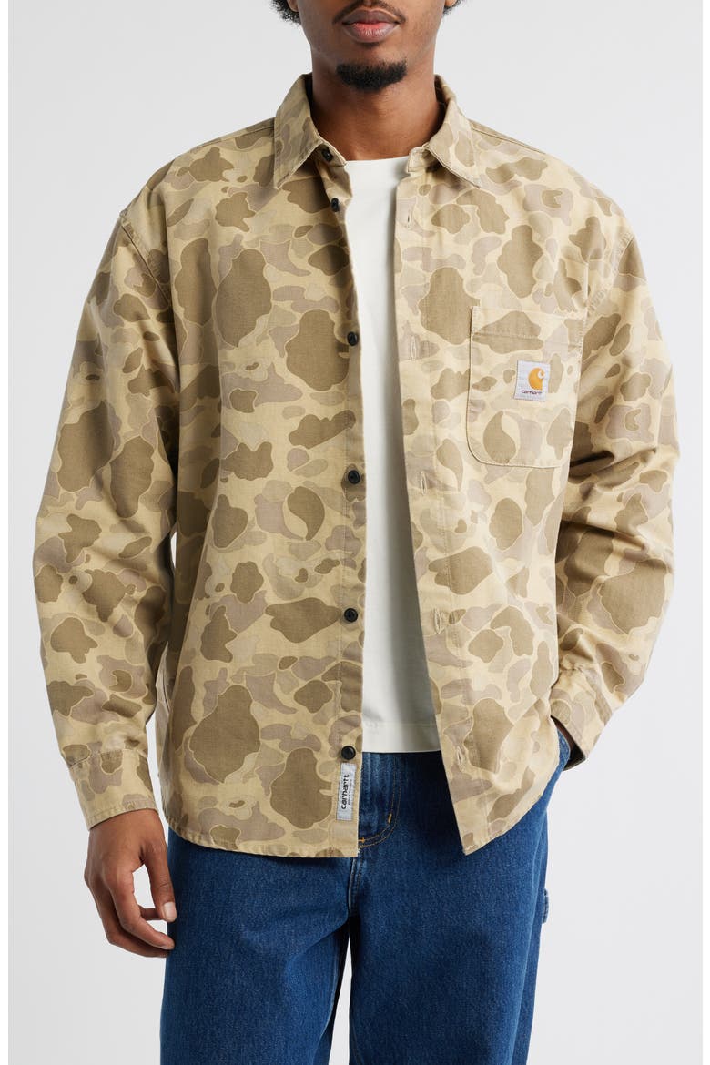 Carhartt Work In Progress Camo Duck Cotton Canvas Button-Up Shirt