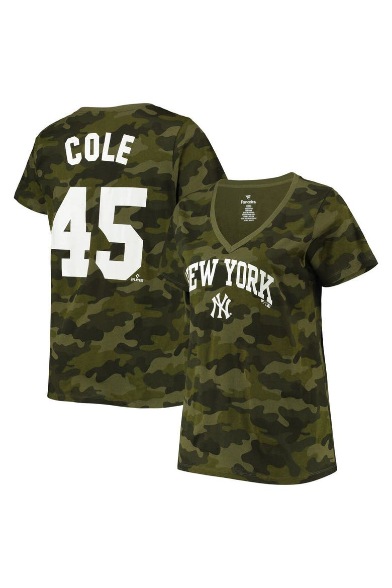 Women's Gerrit Cole Camo New York Yankees Player V-Neck T-Shirt, Main, color, Camo
