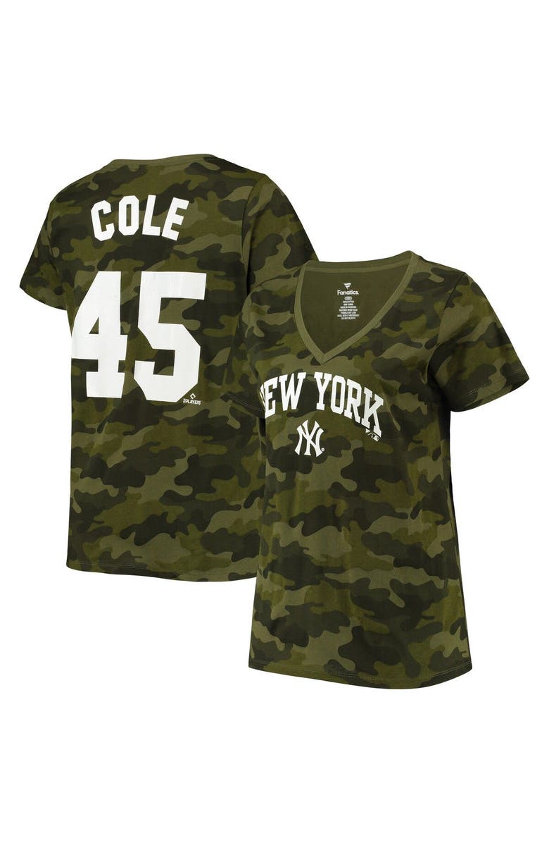 PROFILE Women's Gerrit Cole Camo New York Yankees Player V-Neck T-Shirt, Main, color,