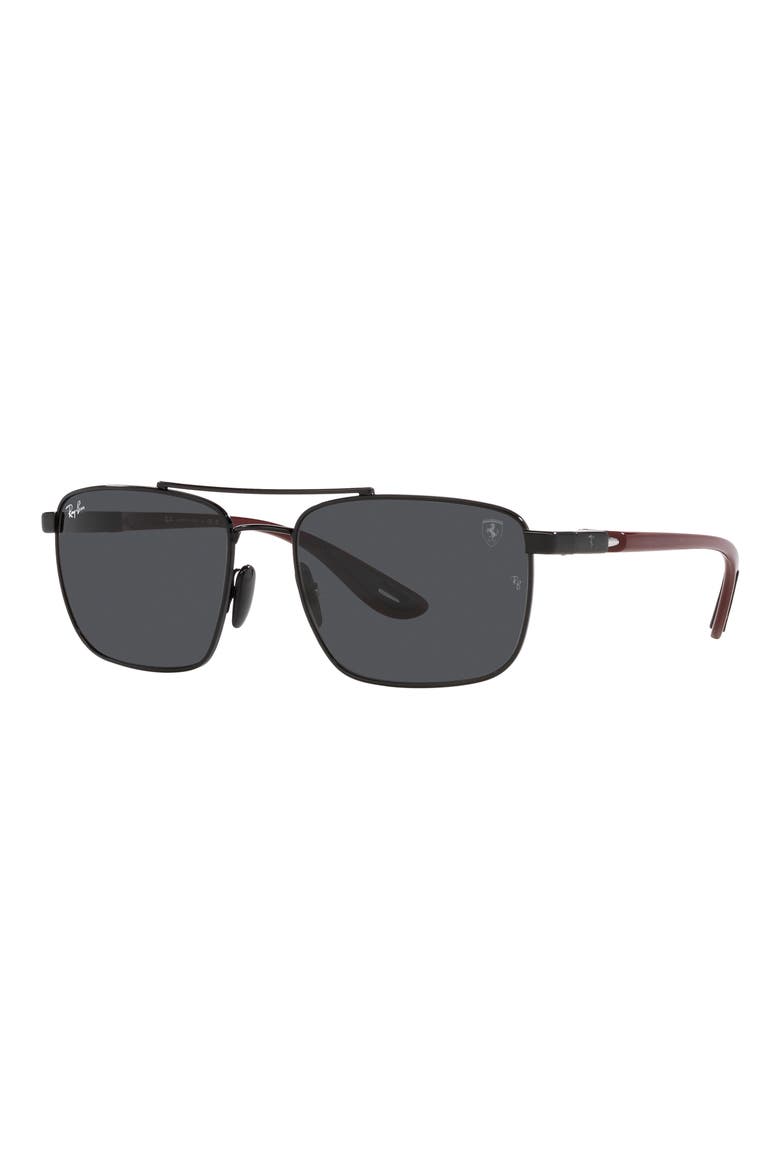 58mm Square Sunglasses, Alternate, color, BLACK