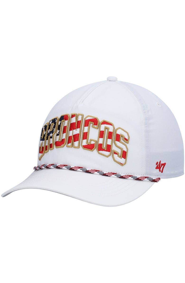 '47 Men's '47 White Denver Broncos Hitch Stars and Stripes Trucker Adjustable Hat, Main, color, 