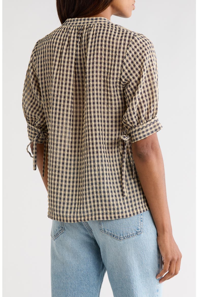 Aster Gingham Short Sleeve Button-Up Top, Alternate, color, BLUE COMBO