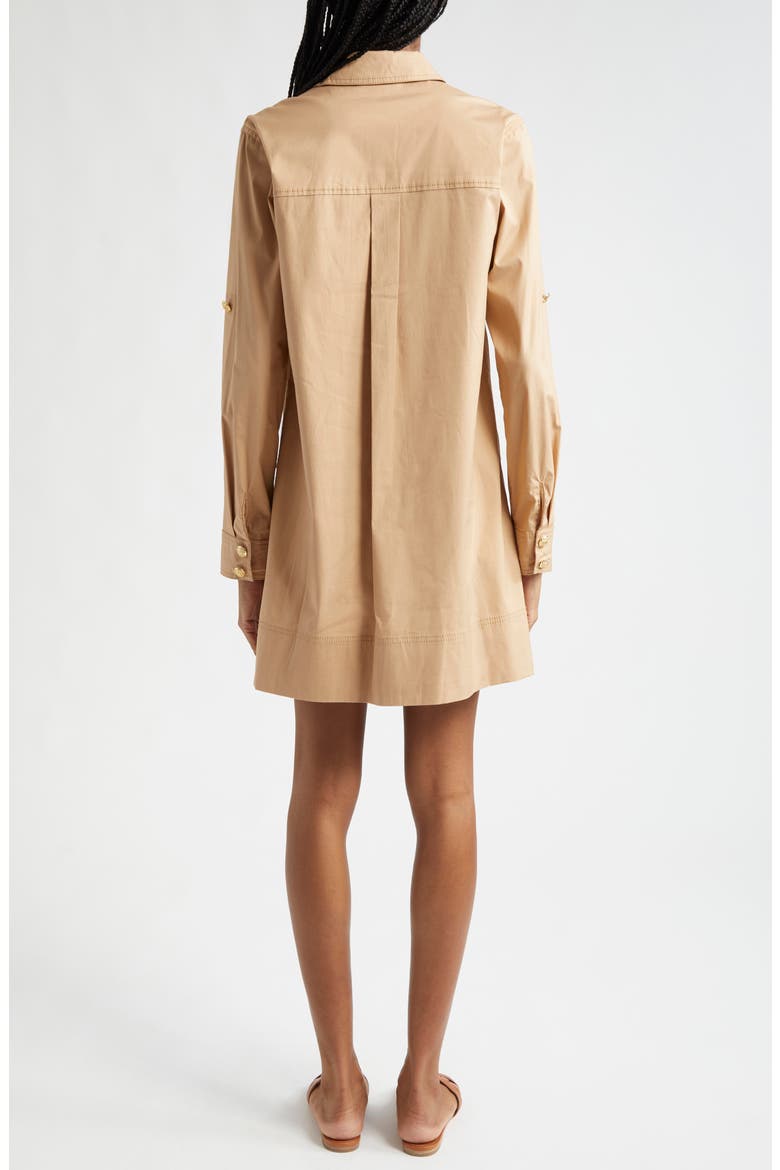 Saude Long Sleeve Stretch Cotton Dress, Alternate, color, KHAKI