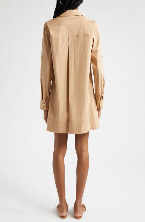 Veronica Beard Saude Long-sleeve Shirtdress In Khaki